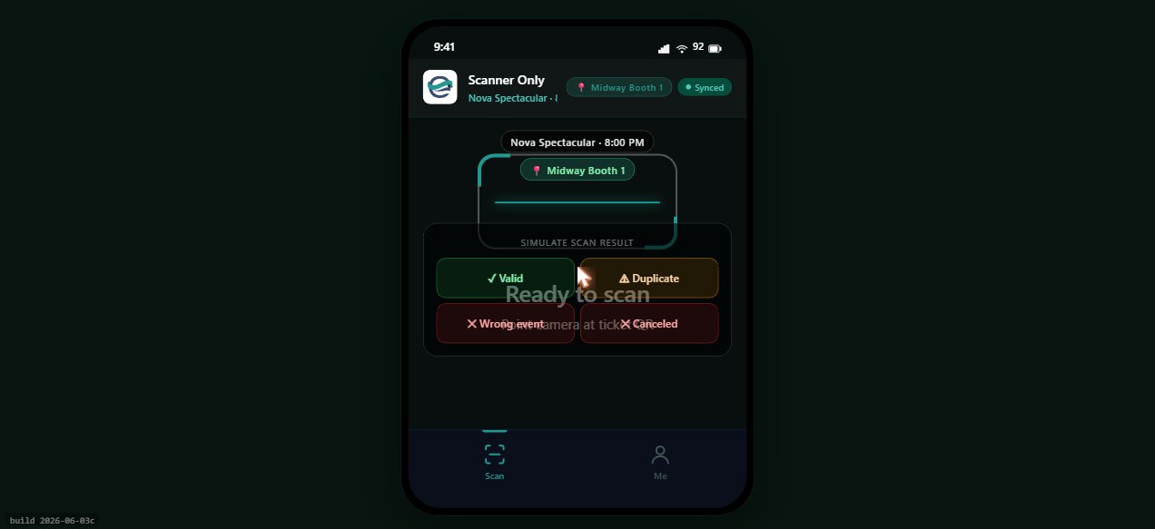 Evinra Mobile Scan — QR ticket validation and wristband support at the gate